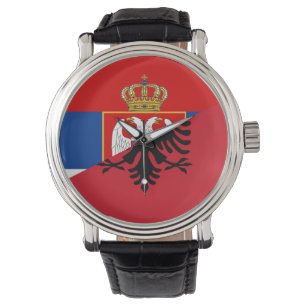 halvt symbol för serbia albania flaggaland armbandsur
