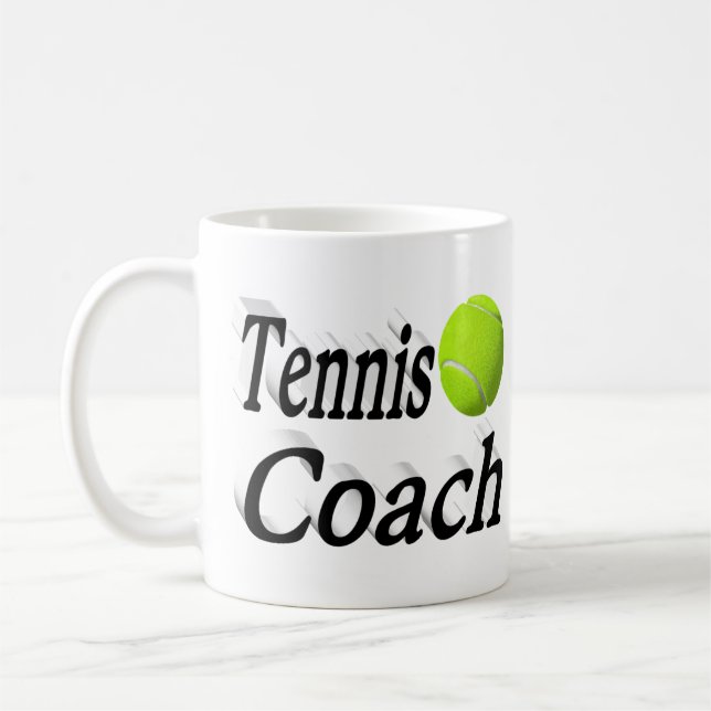 Halvtext för tennis Coach Kaffemugg (Vänster)