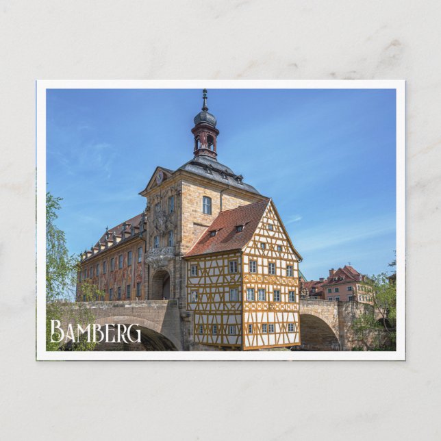 Halvtids hus och bro i Bamberg, Tyskland Vykort (Framsida)