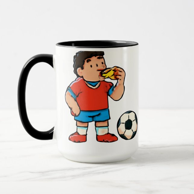 Halvtidssnack - Rollig fotbollspizza Mugg (Vänster)
