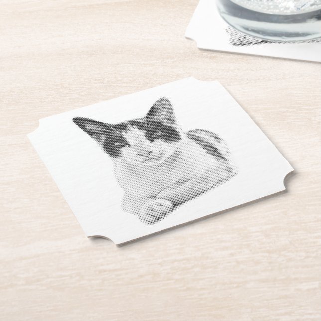 Halvton Katt Underlägg Papper (Vinklad)