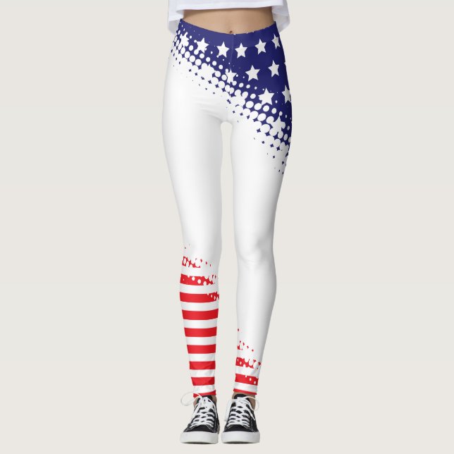 Halvton Stjärnor och ränder Leggings (Framsida)