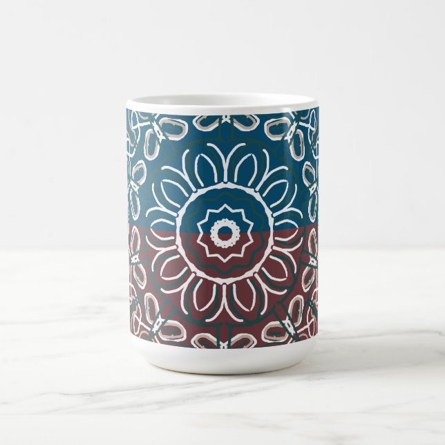 Halvtonsad trendig blå mauve spetsdesign kaffemugg (Center)