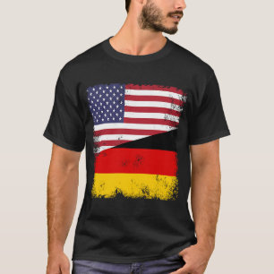Halvtysk Flagga Tyskland USA T Shirt