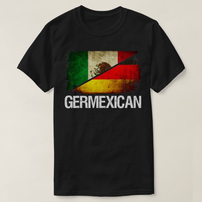Halvtysk mexikansk Flagga Germexican Hispani T Shirt (Design framsida)