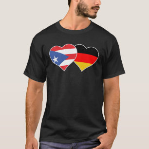 Halvtysk Puerto Rican Flagga Heart Puerto Ri T Shirt