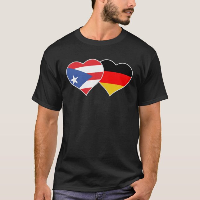 Halvtysk Puerto Rican Flagga Heart Puerto Ri T Shirt (Framsida)