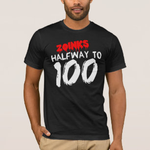 HALVVÄGS till den 50th T-tröja för FÖDELSEDAG Tee Shirt