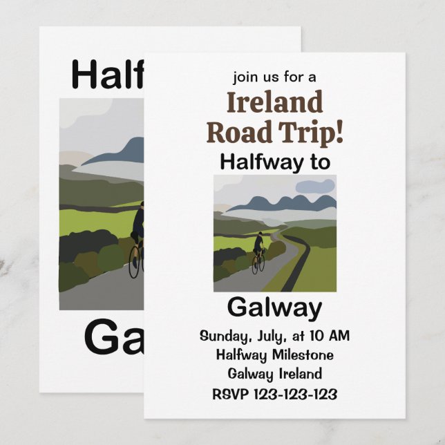 Halvvägs till Galway Irland Road Trip Resa Inbjudningar (Fram/baksida)