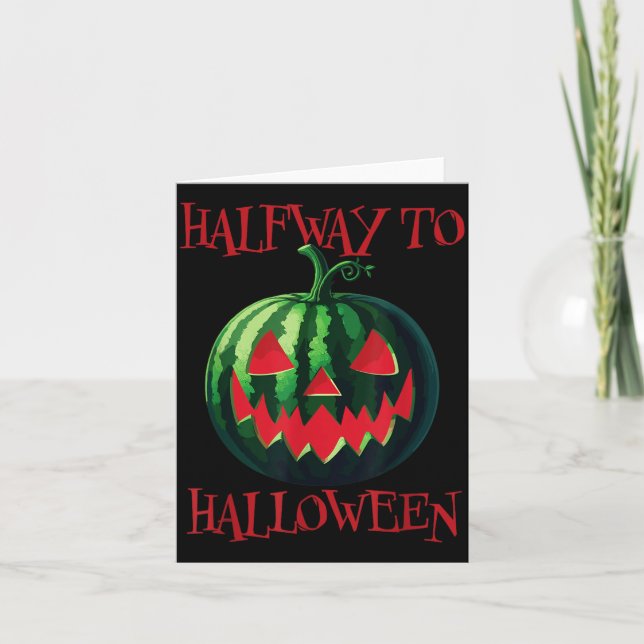 Halvvägs till Halloween Watermelon Jack-O-Lantern Kort (Framsida)