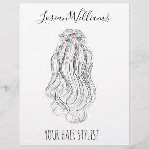 Halvvägshår blommigt Hairstyling branding Reklamblad