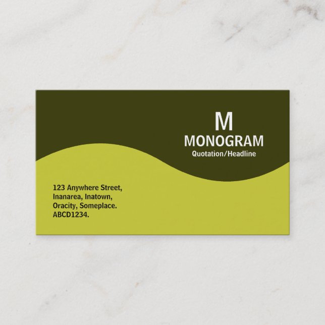 Halvvågsmonogram - Banana-Gult med 333300 Visitkort (Framsida)
