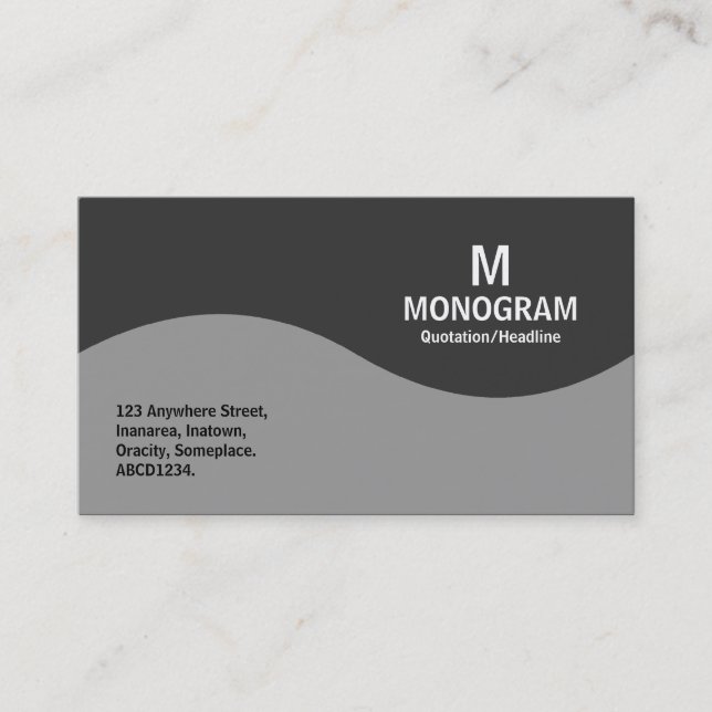 Halvvågsmonogram - Grått-skuggor Visitkort (Framsida)