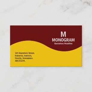 Halvvågsmonogram - Gult med Mörk Maron 660000 Visitkort