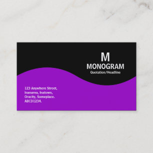 Halvvågsmonogram - Lila med svart Visitkort