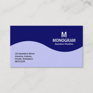Halvvågsmonogram - marinblå med pulverblå visitkort