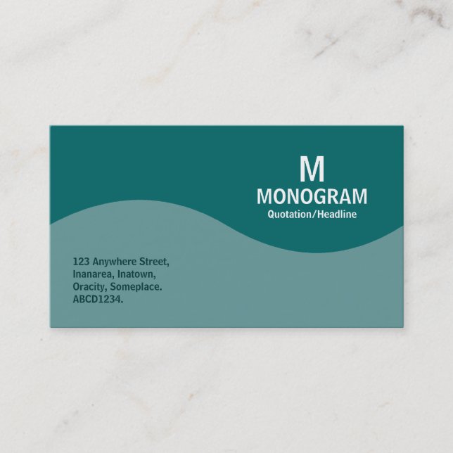 Halvvågsmonogram - Oceanens Grönt och Teal 006666 Visitkort (Framsida)