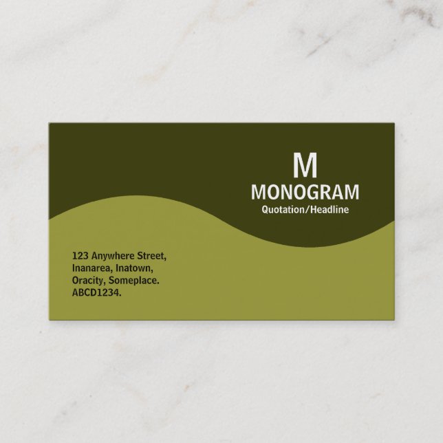 Halvvågsmonogram - Oliv grönt med 33300 Visitkort (Framsida)