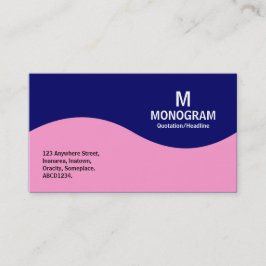 Halvvågsmonogram - Rosa med Mörk blått Visitkort