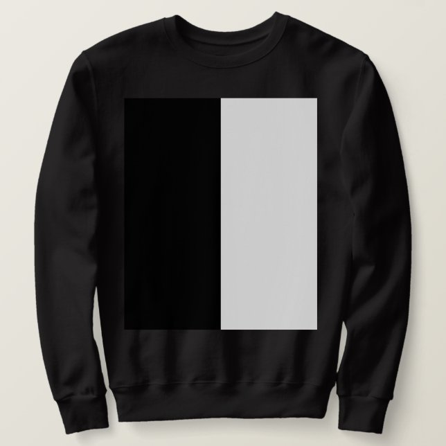 halvvit halvsvart, halvsvart halvvit lång ärmad tröja (Design framsida)