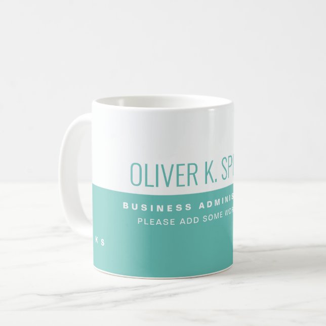 Halvvit halvvit modern blå professionell kaffemugg (Framsida vänster)