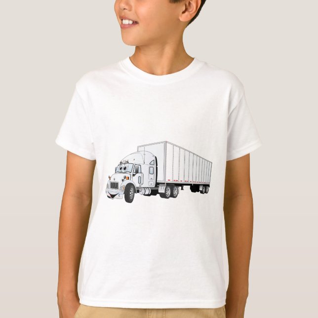 Halvvit Tecknad för släpvagn i Lastbil T Shirt (Framsida)