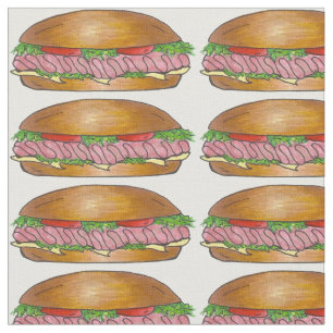 Ham Cheese Sub Hoagie SubMarine Sandwich Fabric Tyg