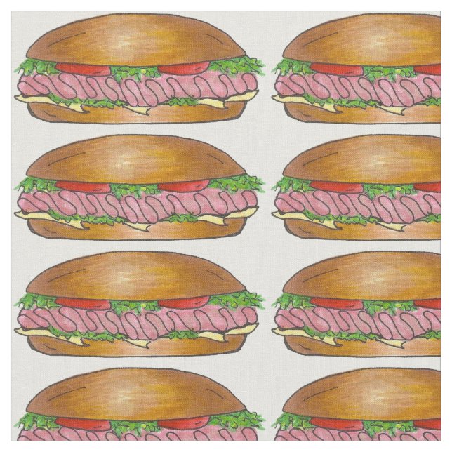 Ham Cheese Sub Hoagie SubMarine Sandwich Fabric Tyg (Närbild)