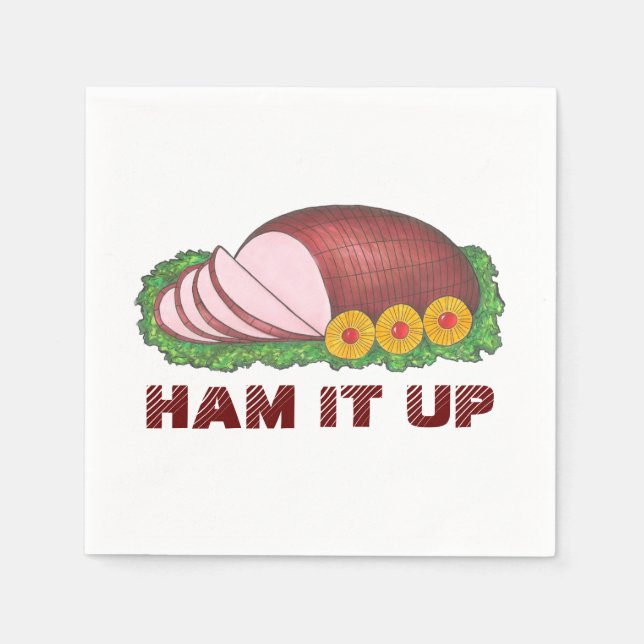 HAM IT UP Helgdag Hams Juldagsmurn Napkins Pappersservett (Framsidan)