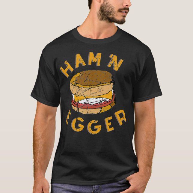 Ham n Egger Funny 1980s Pro Wrestling Phrase T Shirt (Framsida)
