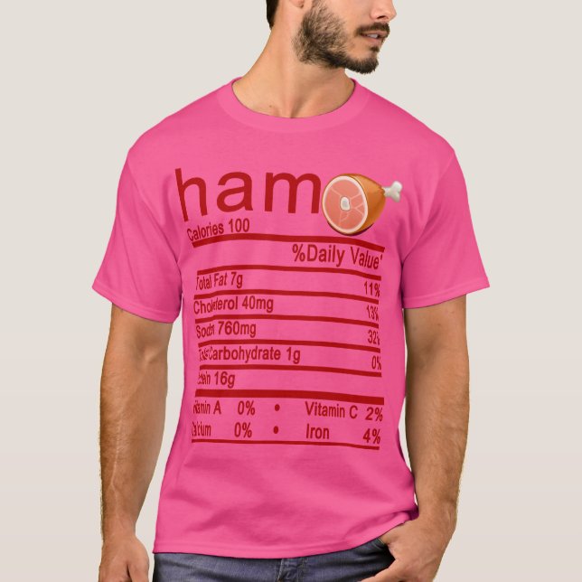 ham Nutrition Facts Funny Thanksgiving T Shirt (Framsida)