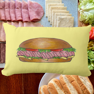 Ham och Cheese Deli Sandwich Sub Hoagie Grinder Lumbarkudde