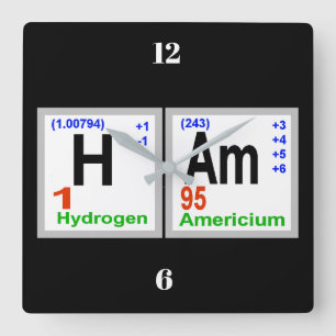 HAM Periodic Chemical Inslag Wall Clock Fyrkantig Klocka
