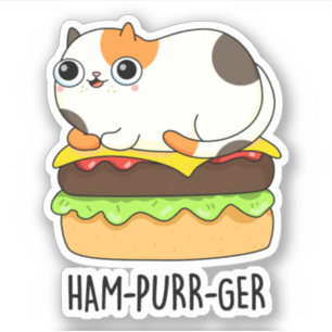 Ham-Purr-Ger Funny Cat Hamburger Pun Klistermärken