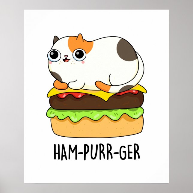 Ham-Purr-Ger Funny Cat Hamburger Pun Poster (Framsidan)