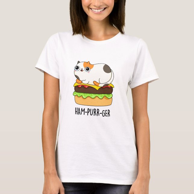 Ham-Purr-Ger Funny Cat Hamburger Pun T Shirt (Framsida)