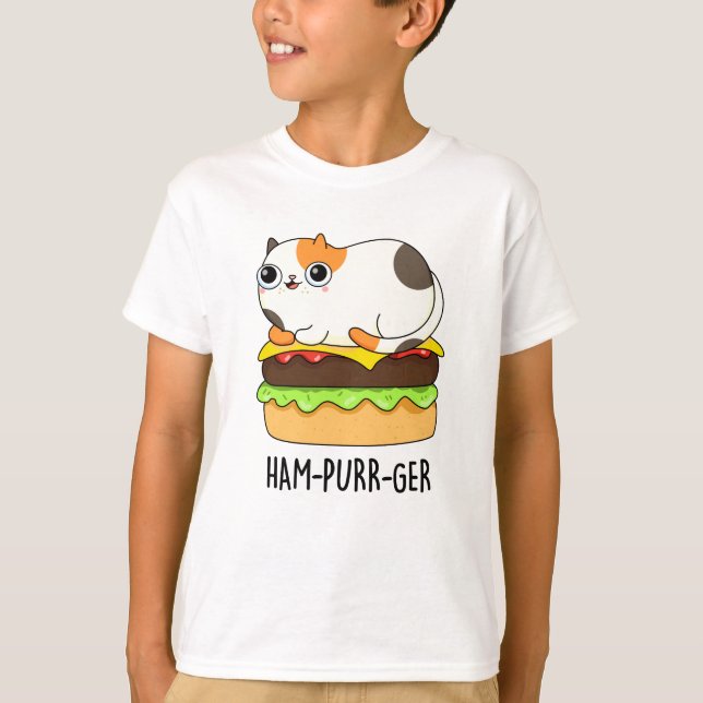 Ham-Purr-Ger Funny Cat Hamburger Pun T Shirt (Framsida)