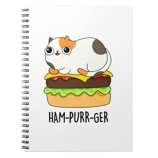 Ham-Purr-Ger Rolig Katt Hamburgare Puns  Anteckningsbok (Framsidan)