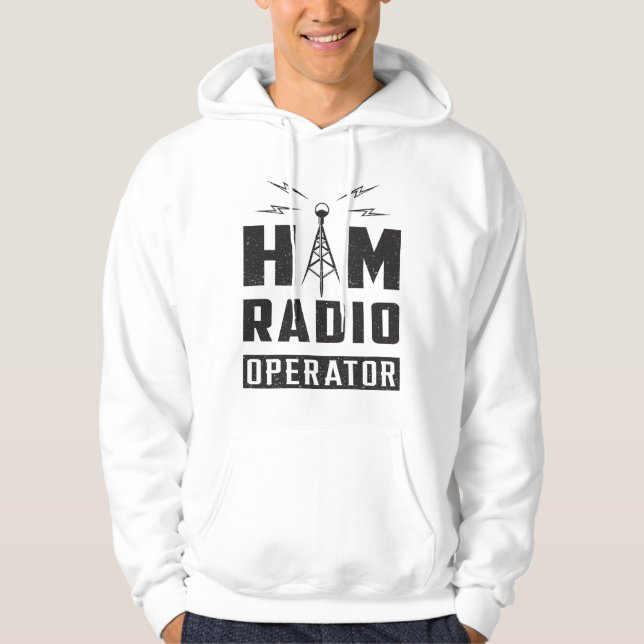 HAM Radio Amateur frekvensoperatör Antenna Gift Hoodie (Framsida)