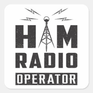 HAM Radio Amateur Frequency Operator Antenna Gift Fyrkantigt Klistermärke