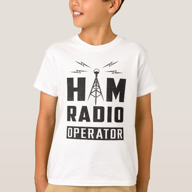 HAM Radio Amateur Frequency Operator Antenna Gift T Shirt (Framsida)
