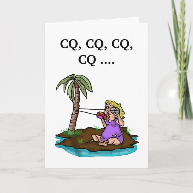 Ham Radio Birday Card Female Remote Island Kort (Framsida)