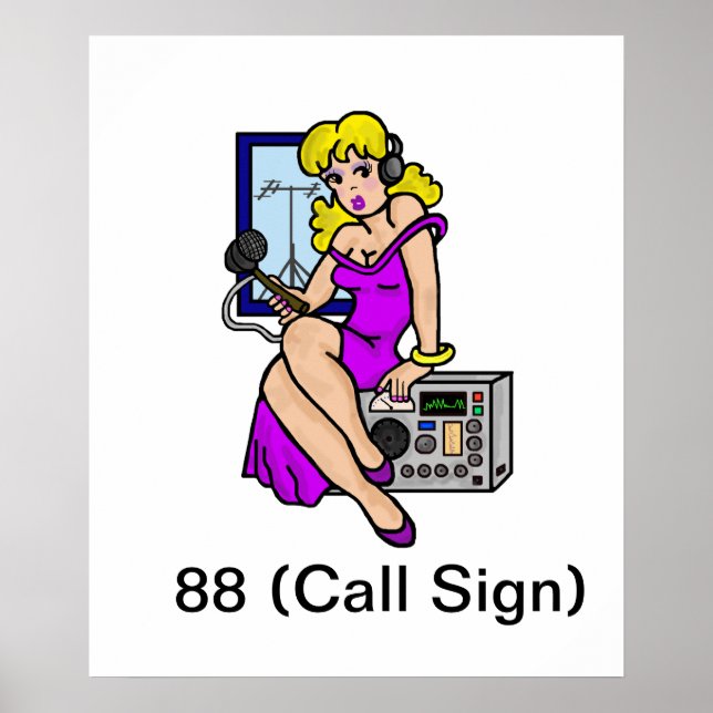 Ham Radio Blonde Pin-up Girl Poster att anpassa de (Framsidan)
