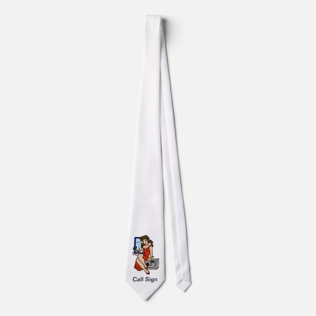 Ham Radio Brunette Pin-up Girl Necktie Customize Slips (Framsida)