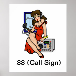 Ham Radio Brunette Pin-up Girl Poster att anpassa