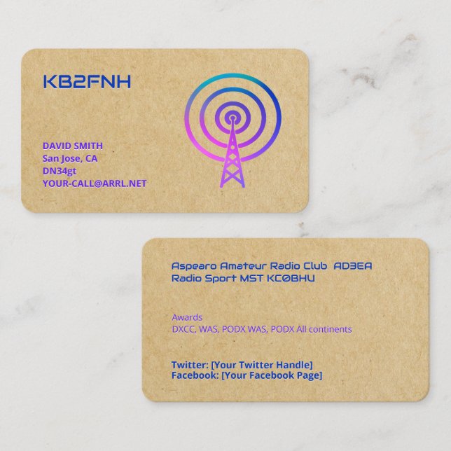 📻 Ham Radio Callsign Visitkort (Fram/baksida)