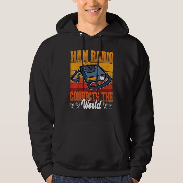 Ham Radio Connect World Amateur Radio and Ham Radi Hoodie (Framsida)