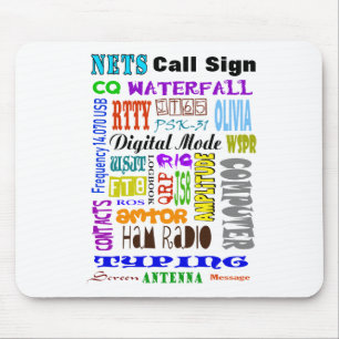 Ham Radio Digital Ord Collage Mouse Pad Musmatta