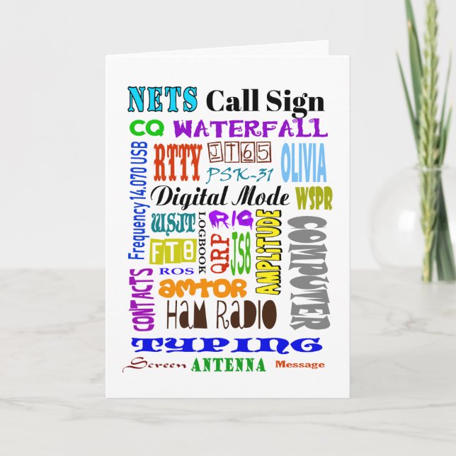 Ham Radio Digital Ord Colleting Greeting Card Helgkort (Framsida)