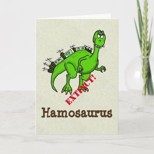 Ham Radio Dinosaur Birthday Card Kort (Framsida)